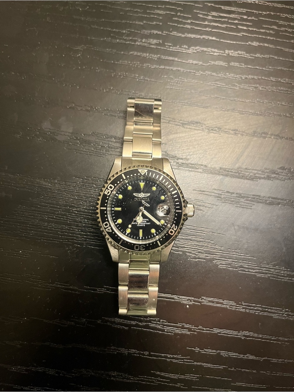 Stainless Steel Black Dial Diver-Style Men's Watch